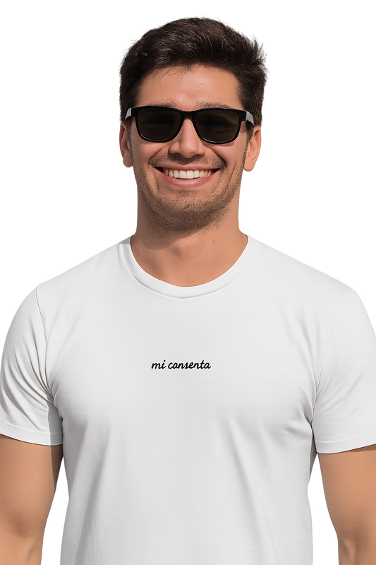 T-shirt girocollo ricamata - mi consenta