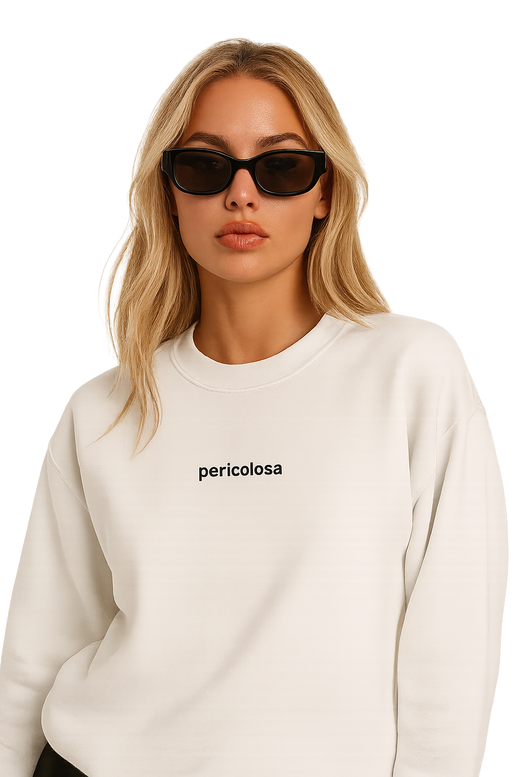 Felpa girocollo unisex ricamata | pericolosa