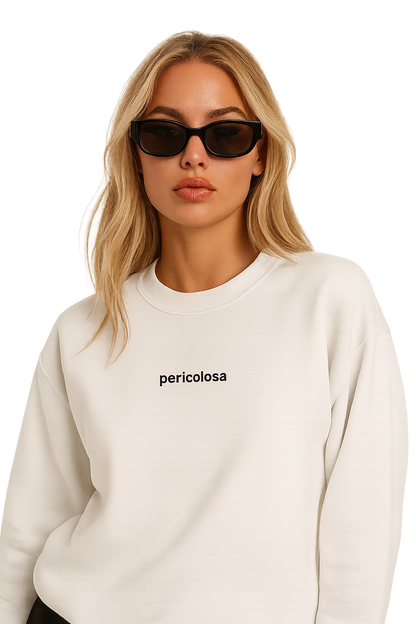 Felpa girocollo unisex ricamata | pericolosa