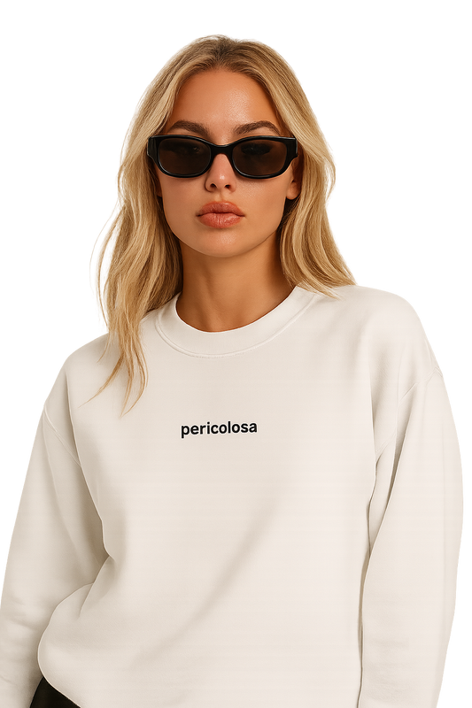 Felpa girocollo unisex ricamata | pericolosa