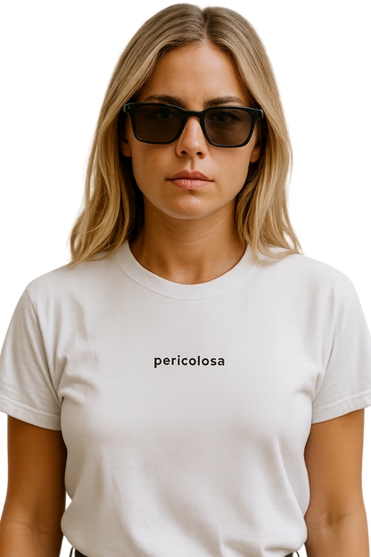 T-shirt girocollo ricamata - pericolosa