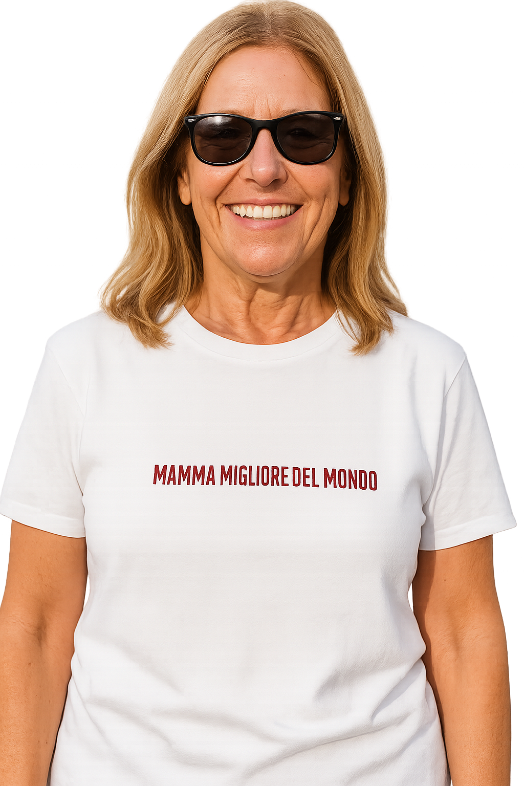 T-shirt girocollo ricamata - mamma migliore del mondo