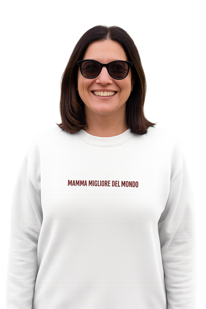 Felpa girocollo unisex ricamata | mamma migliore del mondo