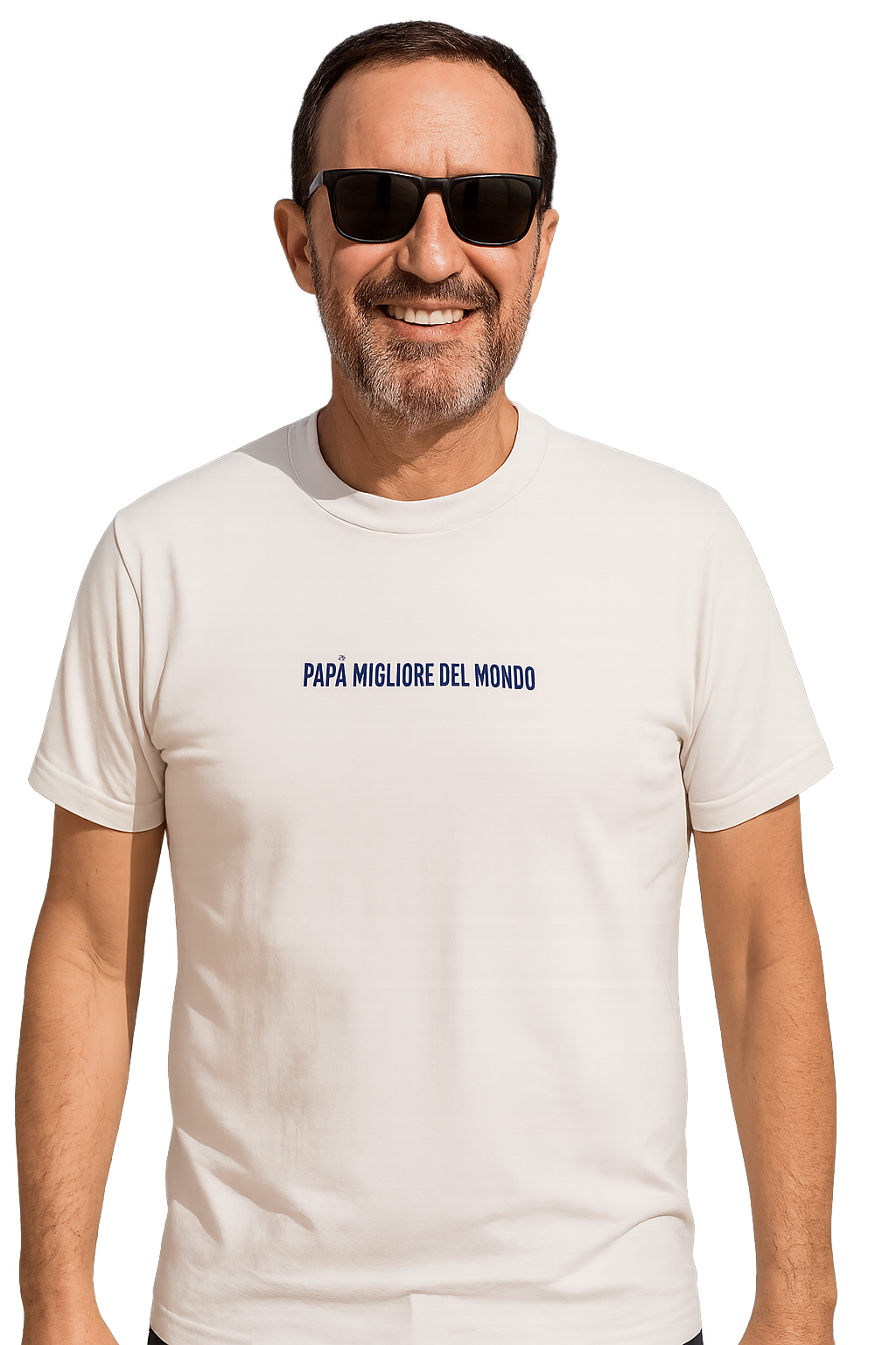 T-shirt girocollo ricamata - papà migliore del mondo