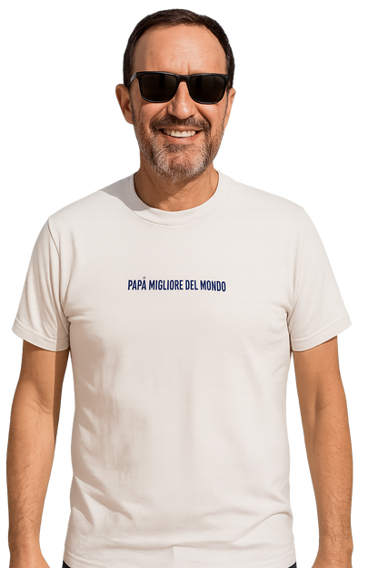 T-shirt girocollo ricamata - papà migliore del mondo