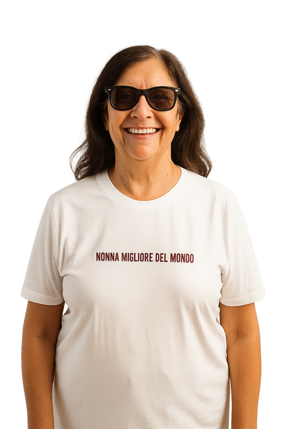 T-shirt girocollo ricamata - nonna migliore del mondo