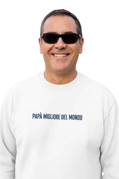 Felpa girocollo unisex ricamata | papà migliore del mondo