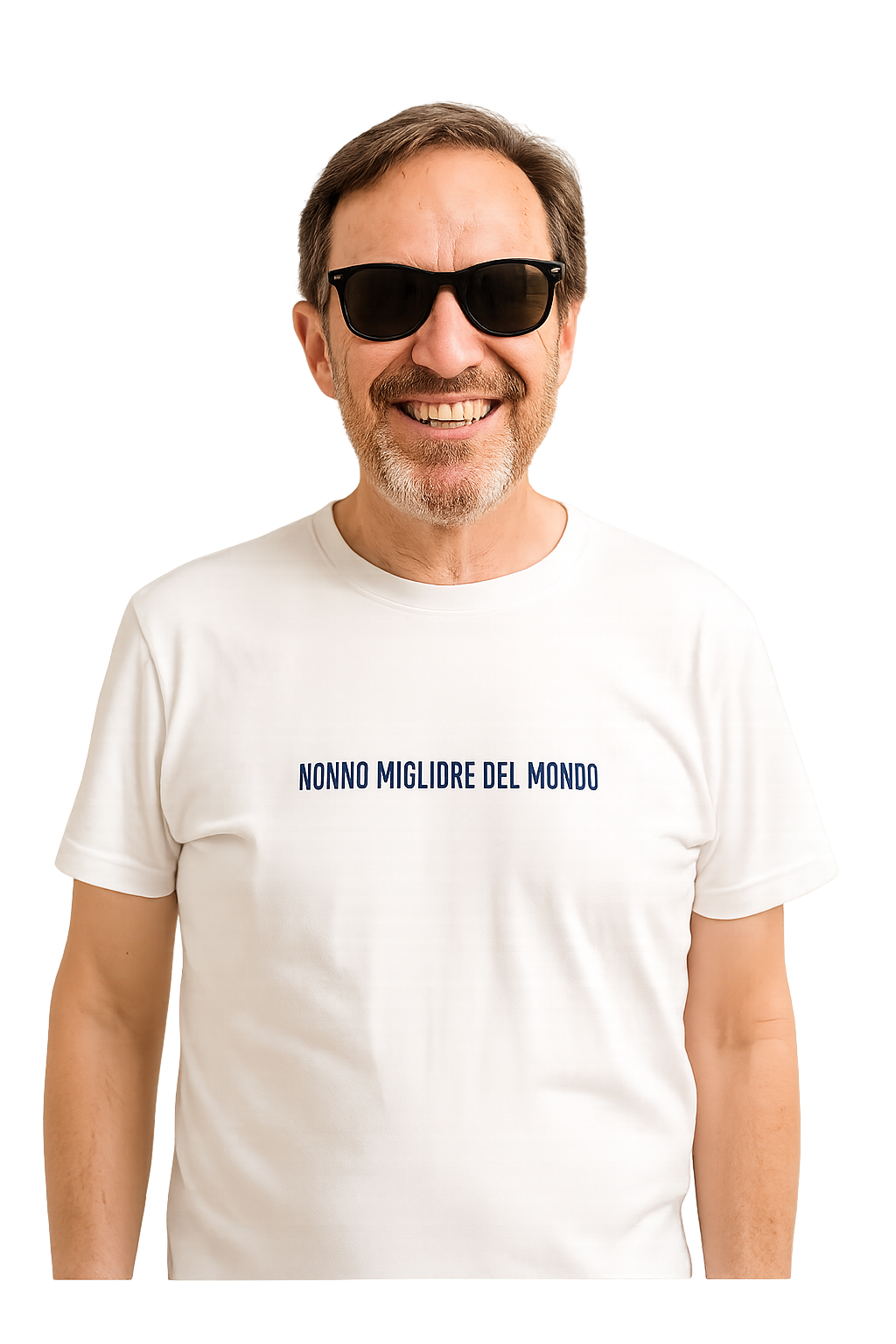 T-shirt girocollo ricamata - nonno migliore del mondo