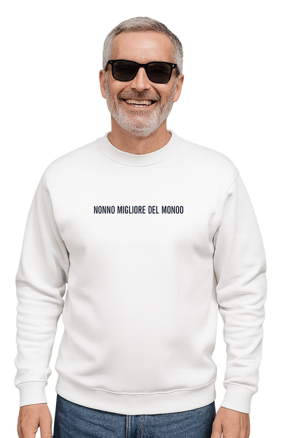 Felpa girocollo unisex ricamata | nonno migliore del mondo