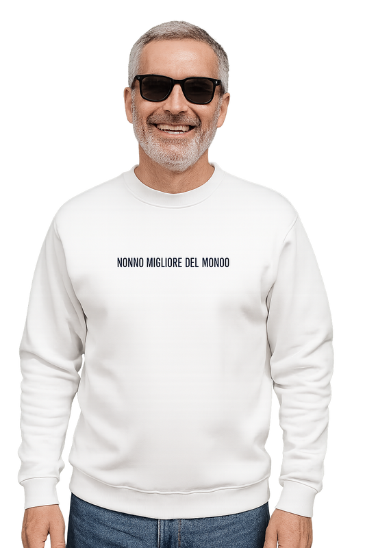 Felpa girocollo unisex ricamata | nonno migliore del mondo