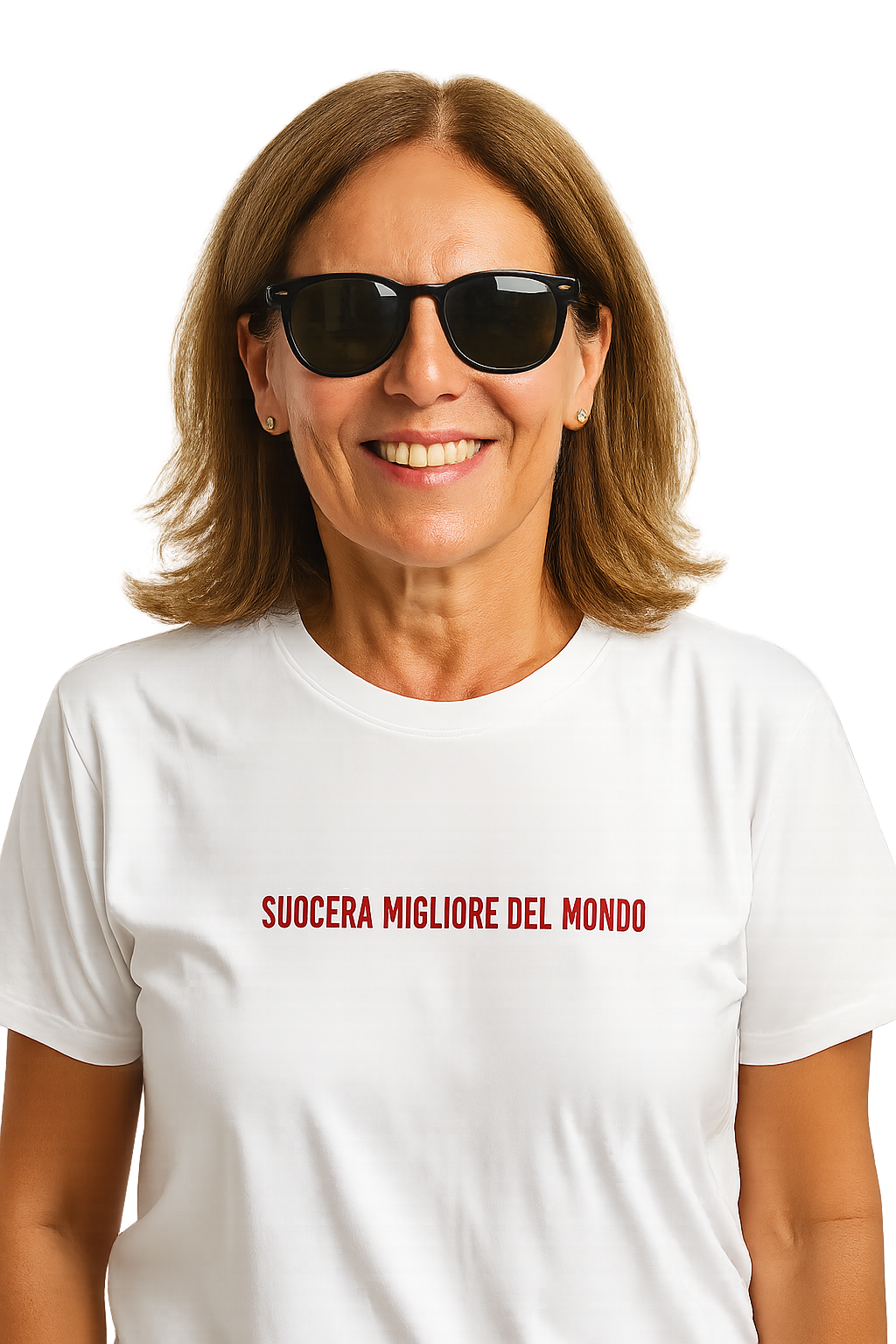 T-shirt girocollo ricamata - suocera migliore del mondo