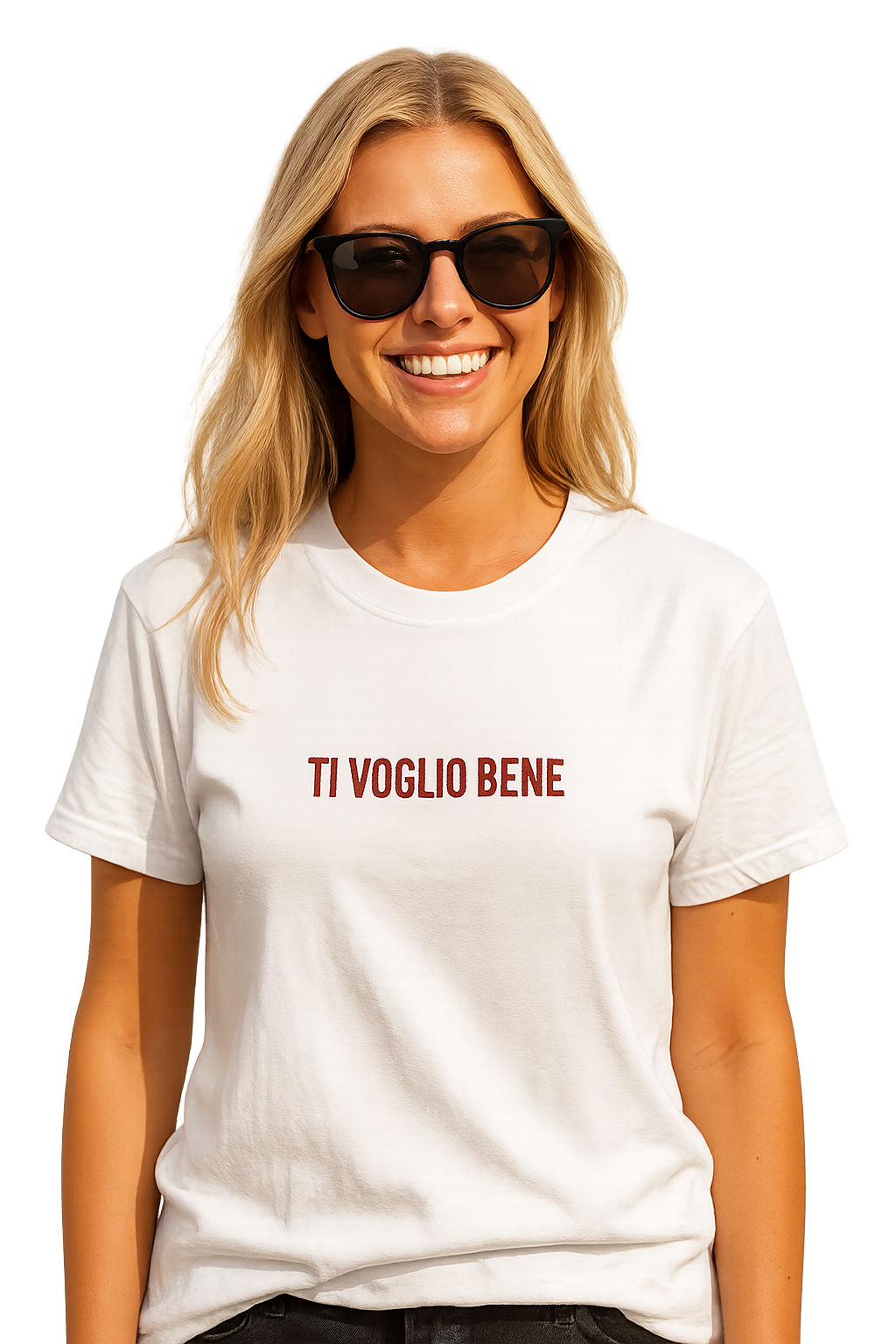 T-shirt girocollo ricamata - ti voglio bene