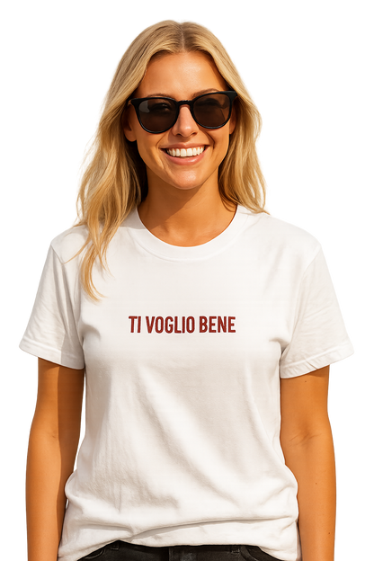 T-shirt girocollo ricamata - ti voglio bene