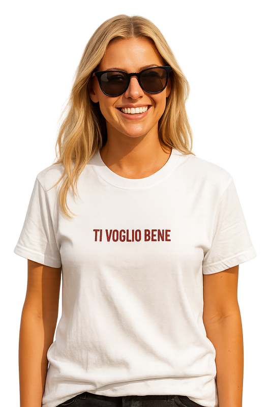 T-shirt girocollo ricamata - ti voglio bene