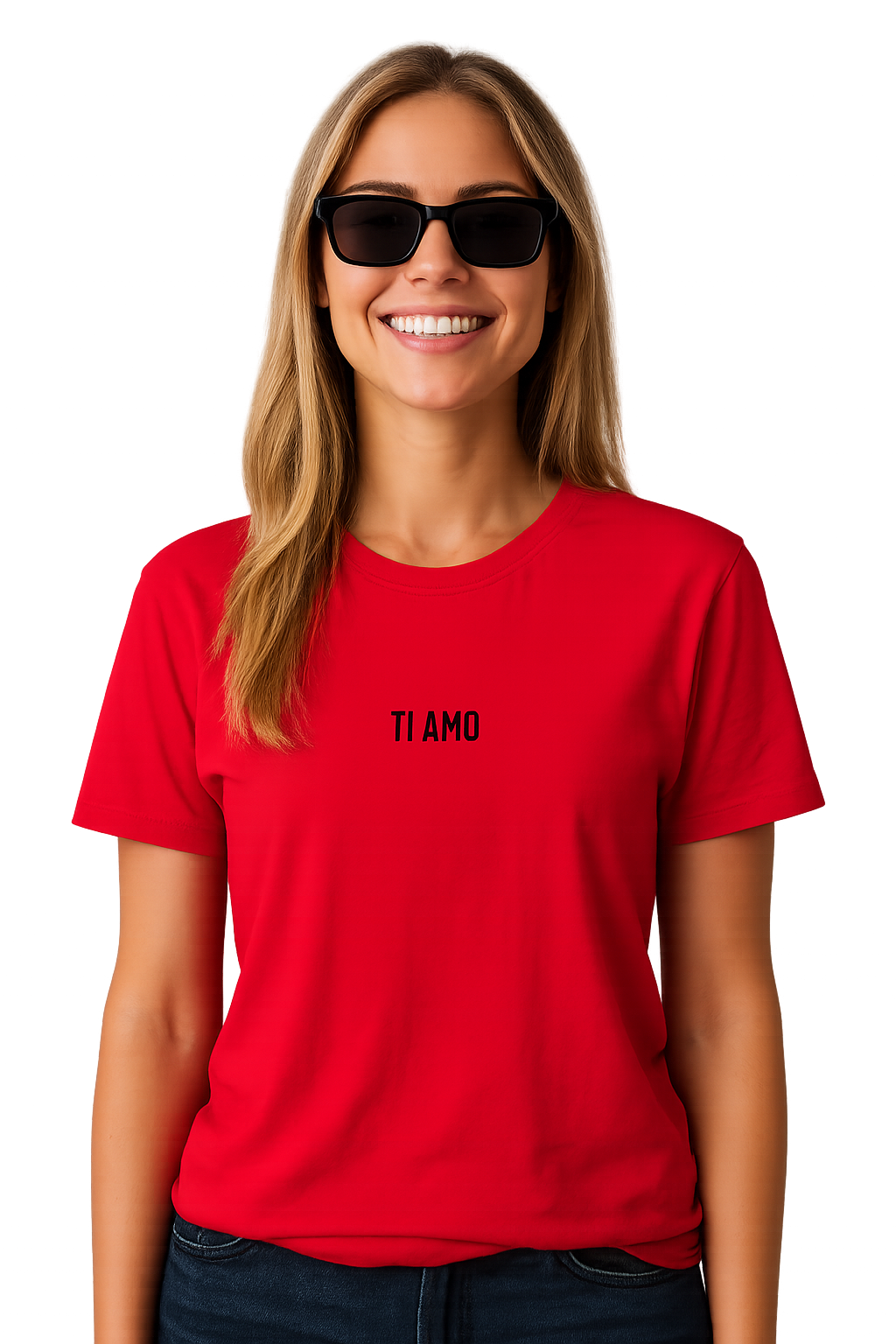 T-shirt girocollo ricamata - ti amo