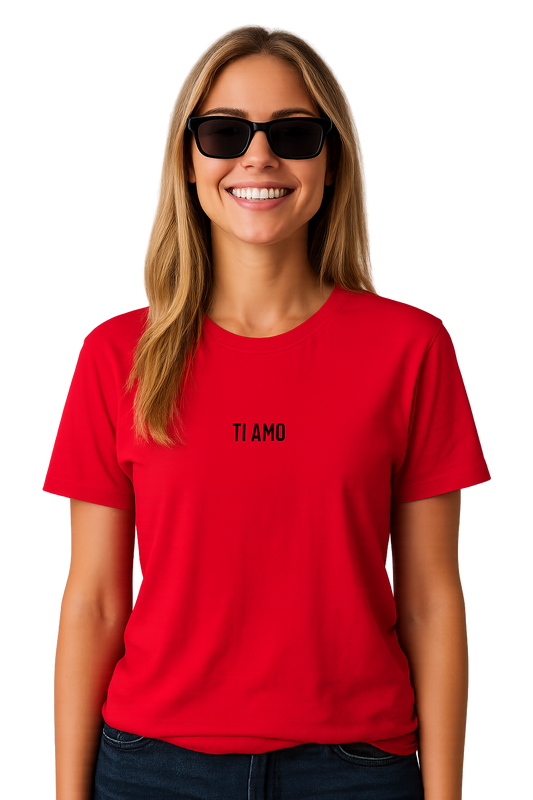 T-shirt girocollo ricamata - ti amo