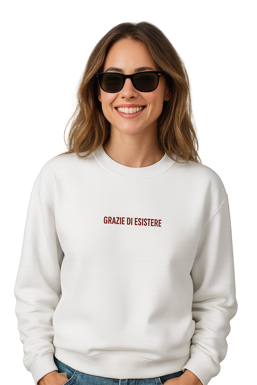 Felpa girocollo unisex ricamata | grazie di esistere