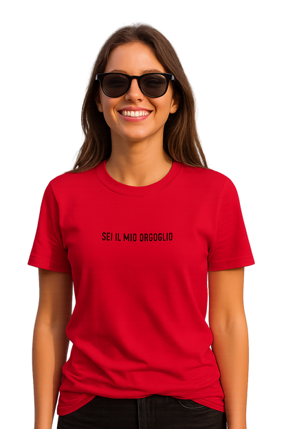 T-shirt girocollo ricamata - sei il mio orgoglio