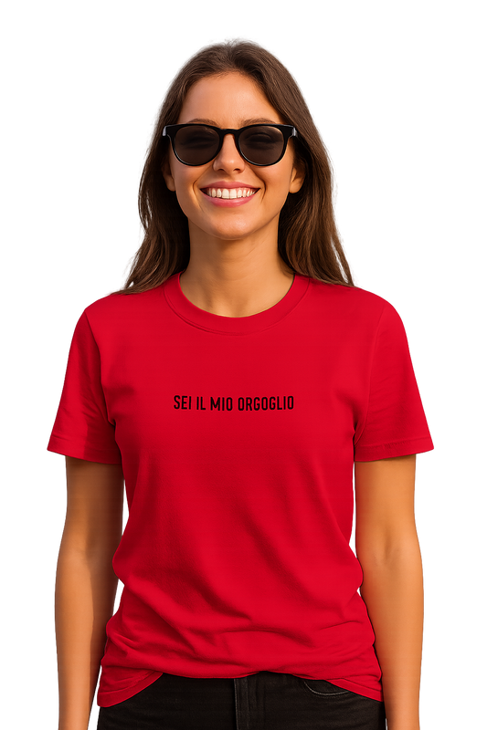 T-shirt girocollo ricamata - sei il mio orgoglio
