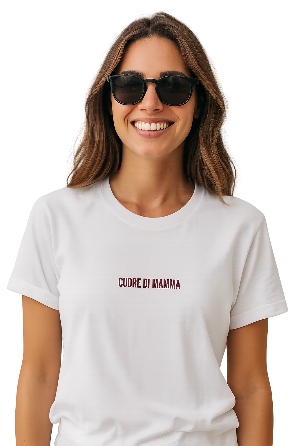 T-shirt girocollo ricamata - cuore di mamma