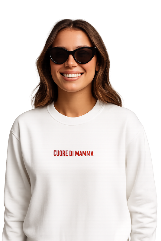 Felpa girocollo unisex ricamata | cuore di mamma