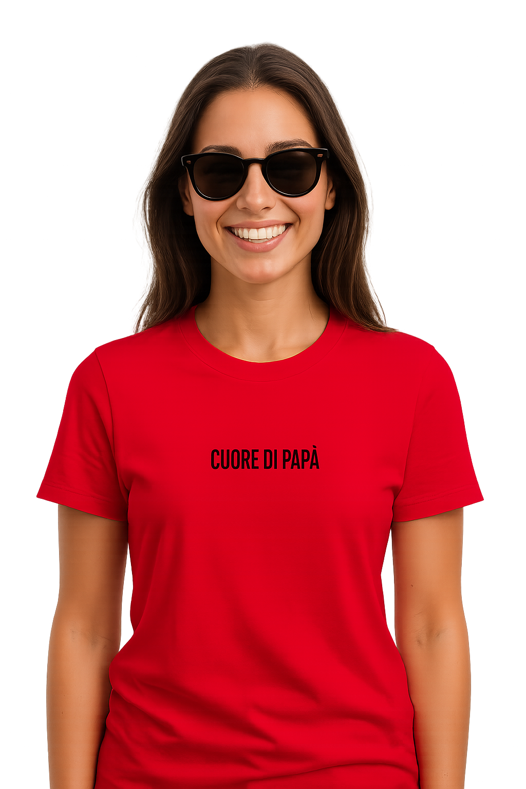 T-shirt girocollo ricamata - cuore di papà