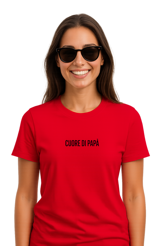 T-shirt girocollo ricamata - cuore di papà