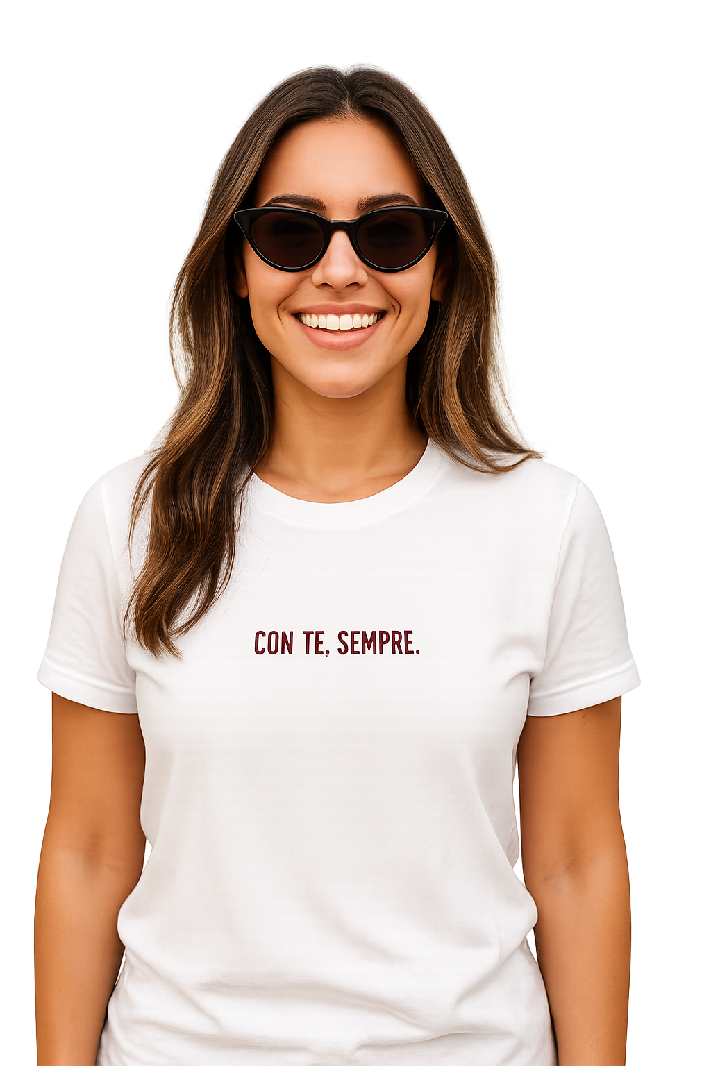 T-shirt girocollo ricamata - con te, sempre.