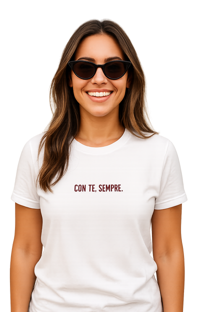 T-shirt girocollo ricamata - con te, sempre.
