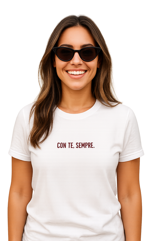 T-shirt girocollo ricamata - con te, sempre.