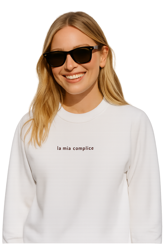 Felpa girocollo unisex ricamata | la mia complice