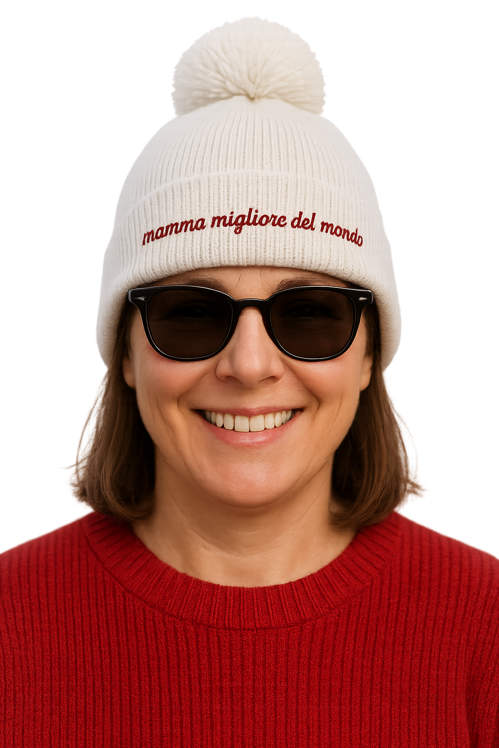 Cappello Pon Pon Ricamato | mamma migliore del mondo