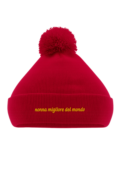 Cappello Pon Pon Ricamato | nonna migliore del mondo