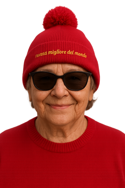 Cappello Pon Pon Ricamato | nonna migliore del mondo