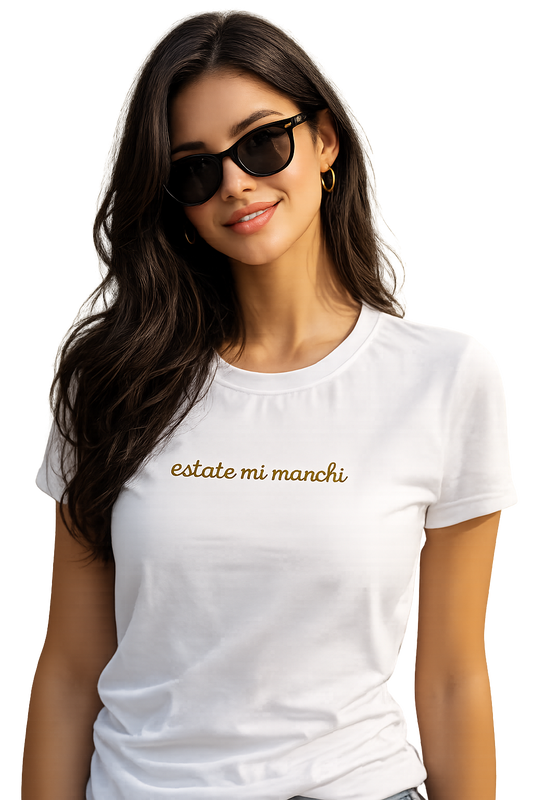 T-shirt girocollo ricamata - estate mi manchi