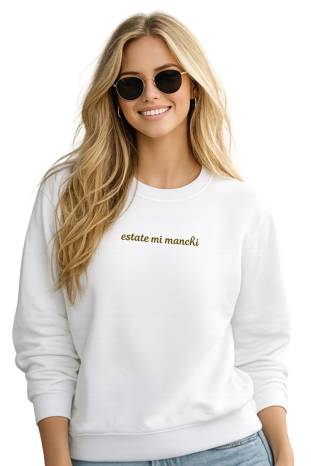 Felpa girocollo unisex ricamata | estate mi manchi