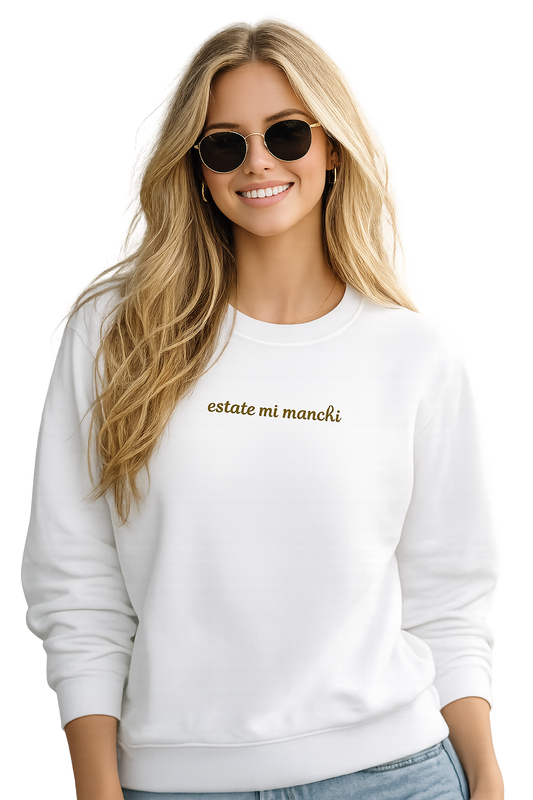 Felpa girocollo unisex ricamata | estate mi manchi