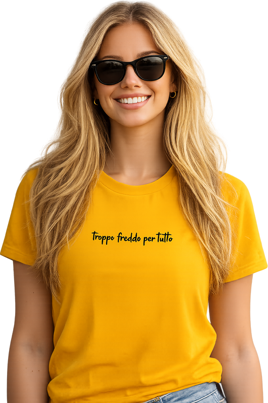 T-shirt girocollo ricamata - troppo freddo per tutto