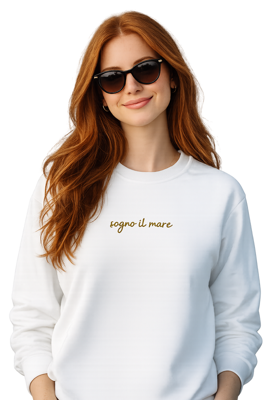 Felpa girocollo unisex ricamata | sogno il mare