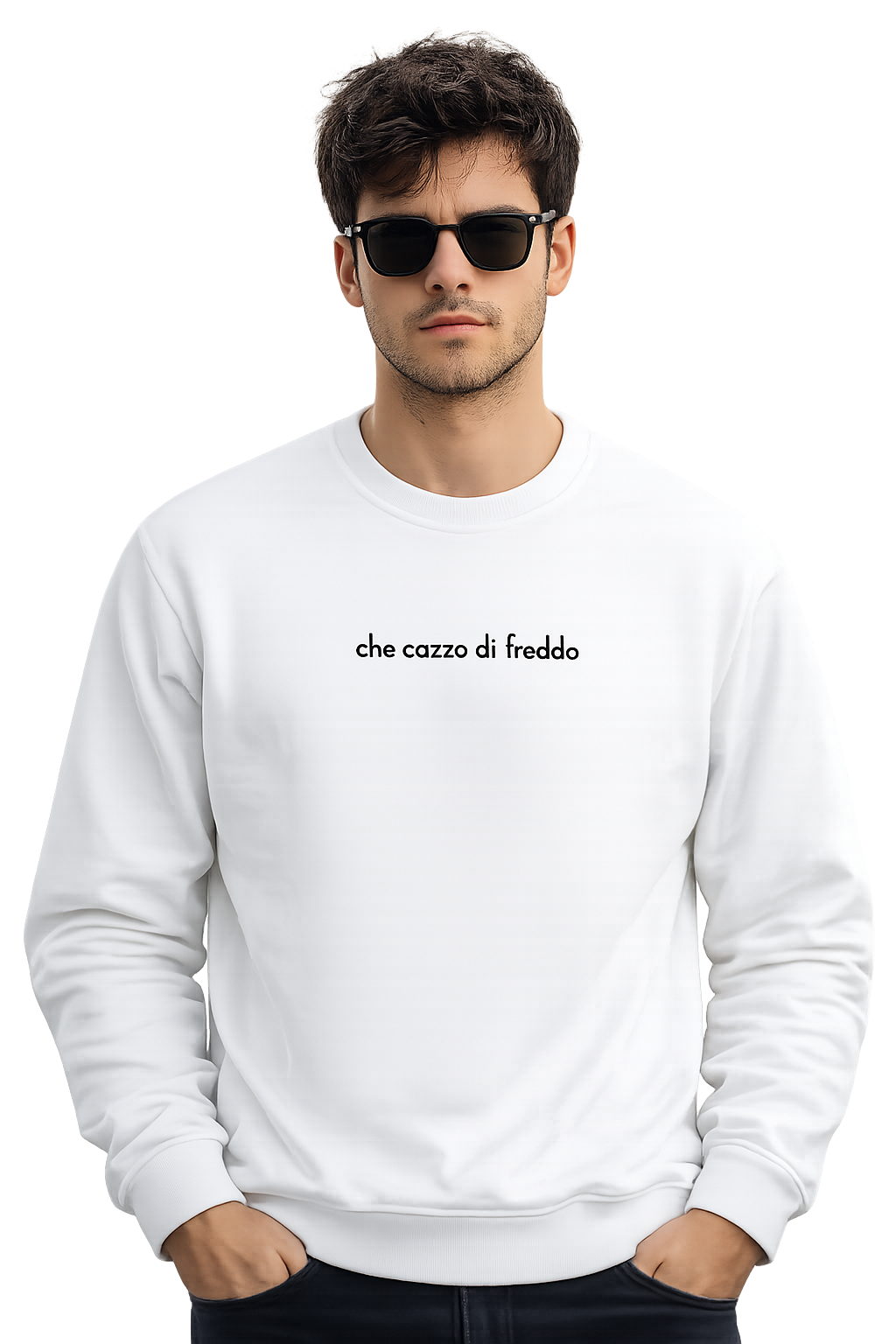 Felpa girocollo unisex ricamata | che cazzo di freddo