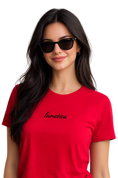 T-shirt girocollo ricamata - lunatica