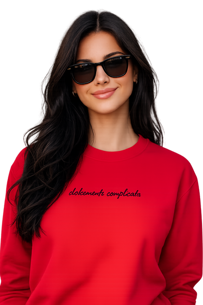 Felpa girocollo unisex ricamata | dolcemente complicata