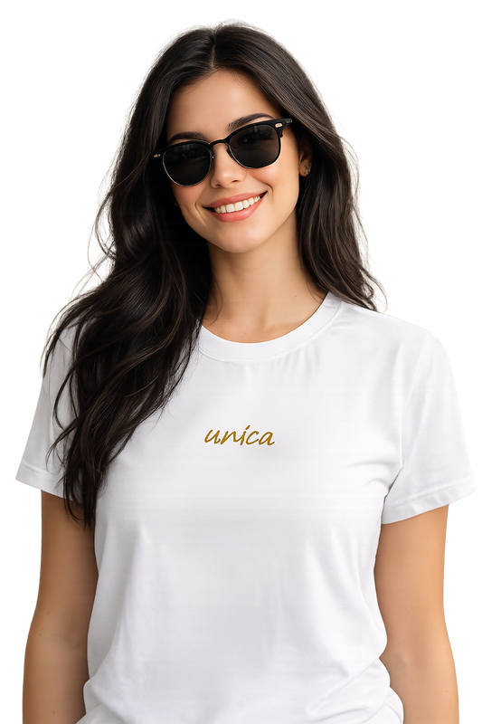 T-shirt girocollo ricamata - unica