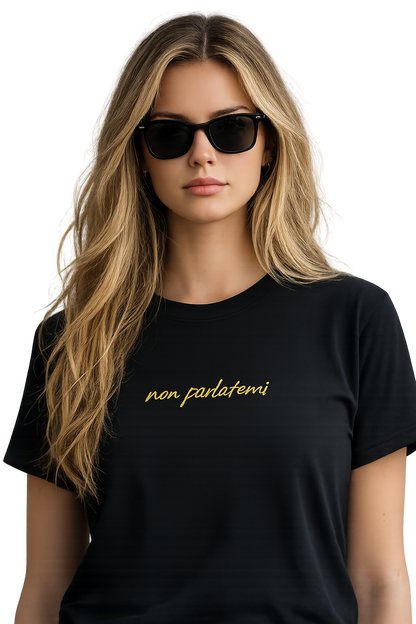 T-shirt girocollo ricamata | non parlatemi