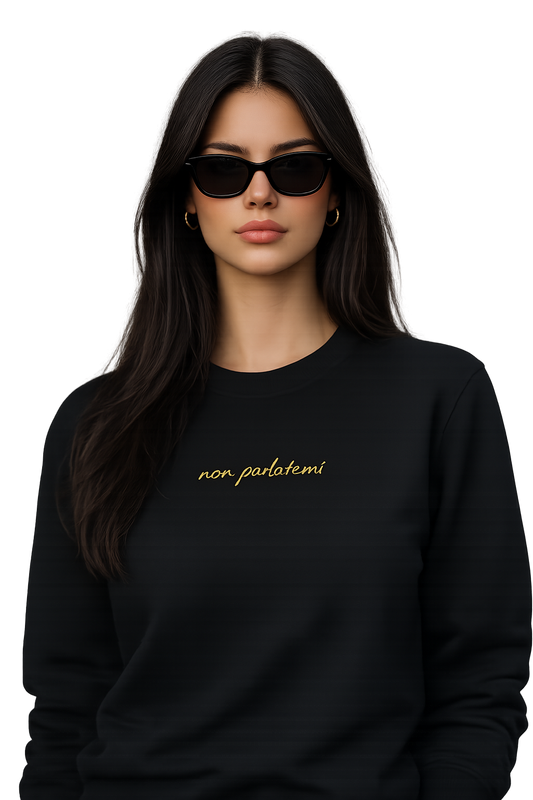 Felpa girocollo unisex ricamata | non parlatemi