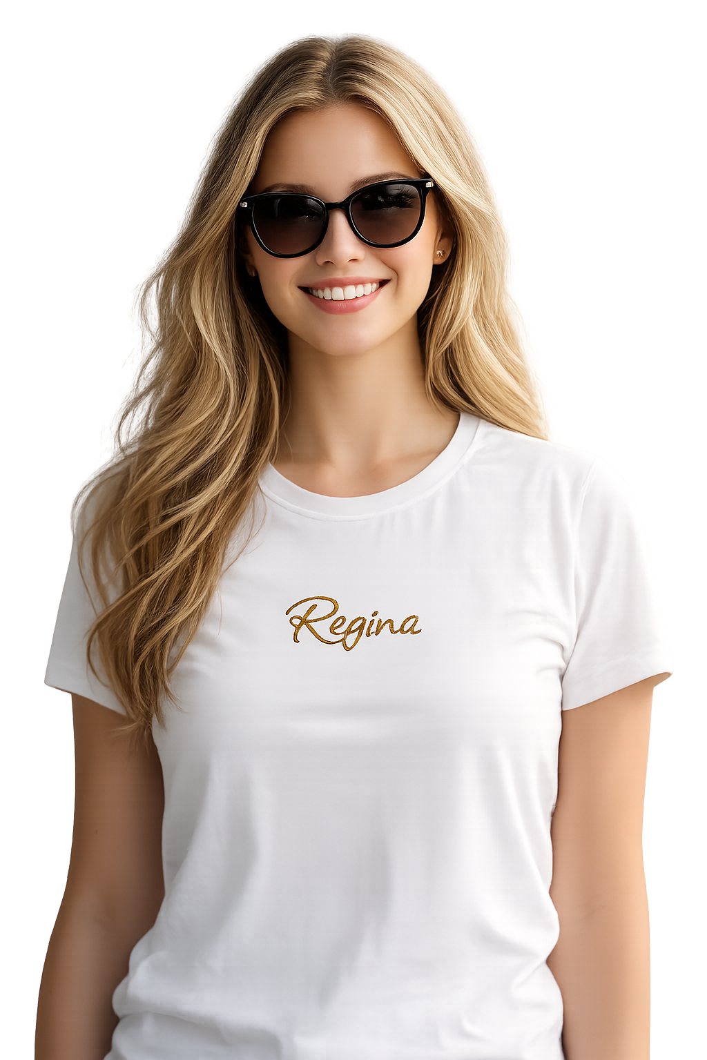 T-shirt girocollo ricamata - regina