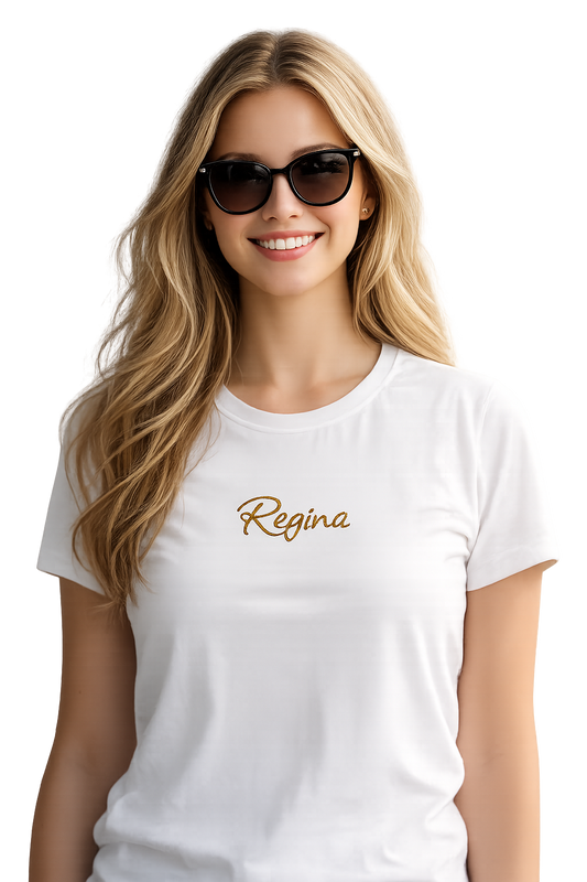 T-shirt girocollo ricamata - regina