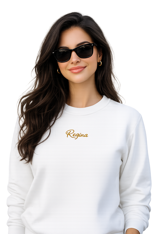 Felpa girocollo unisex ricamata | regina