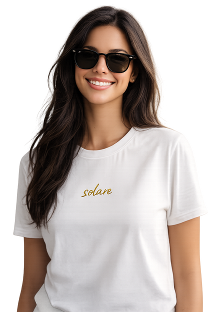 T-shirt girocollo ricamata - solare