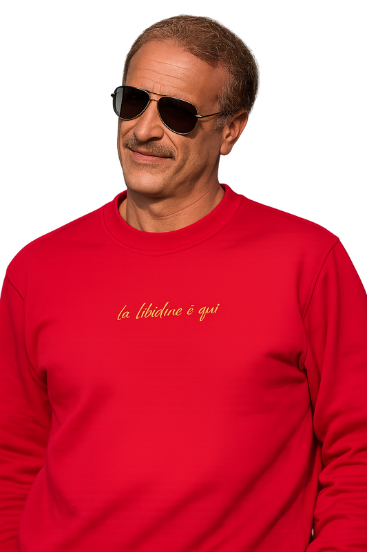 Felpa girocollo ricamata | la libidine è qui